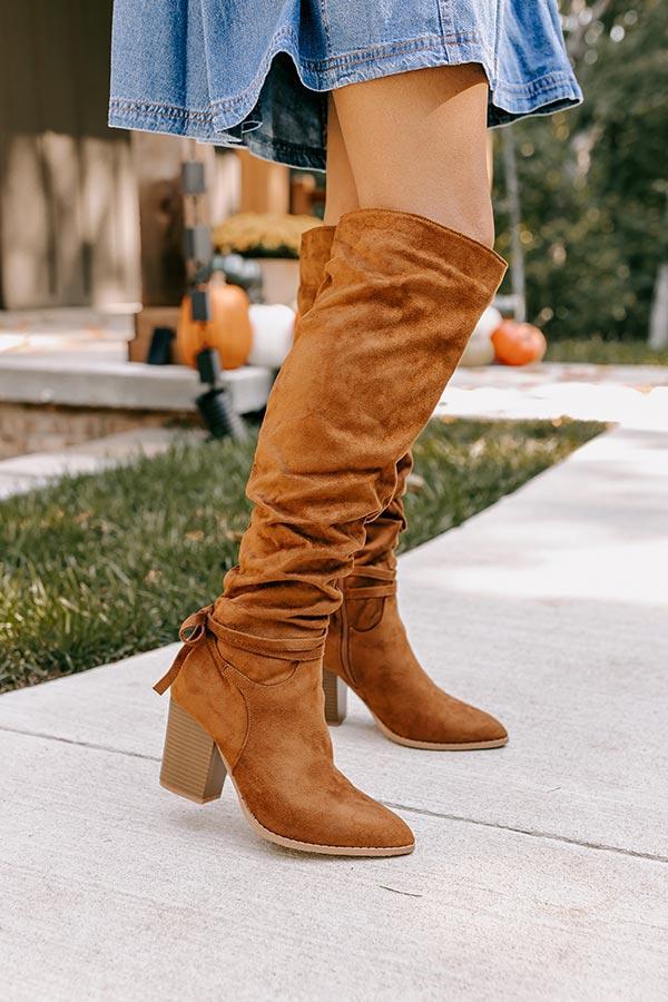 The Evelyn Faux Suede Knee High Boot In Brown Product Image