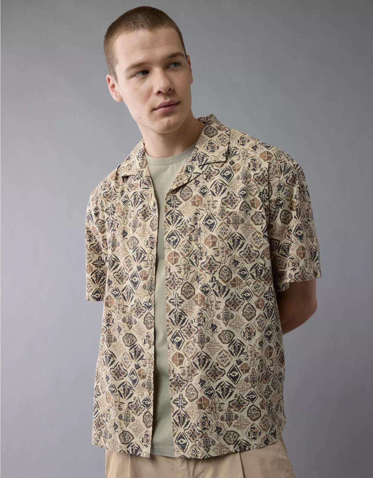 AE Poolside Printed Button-Up Shirt Product Image