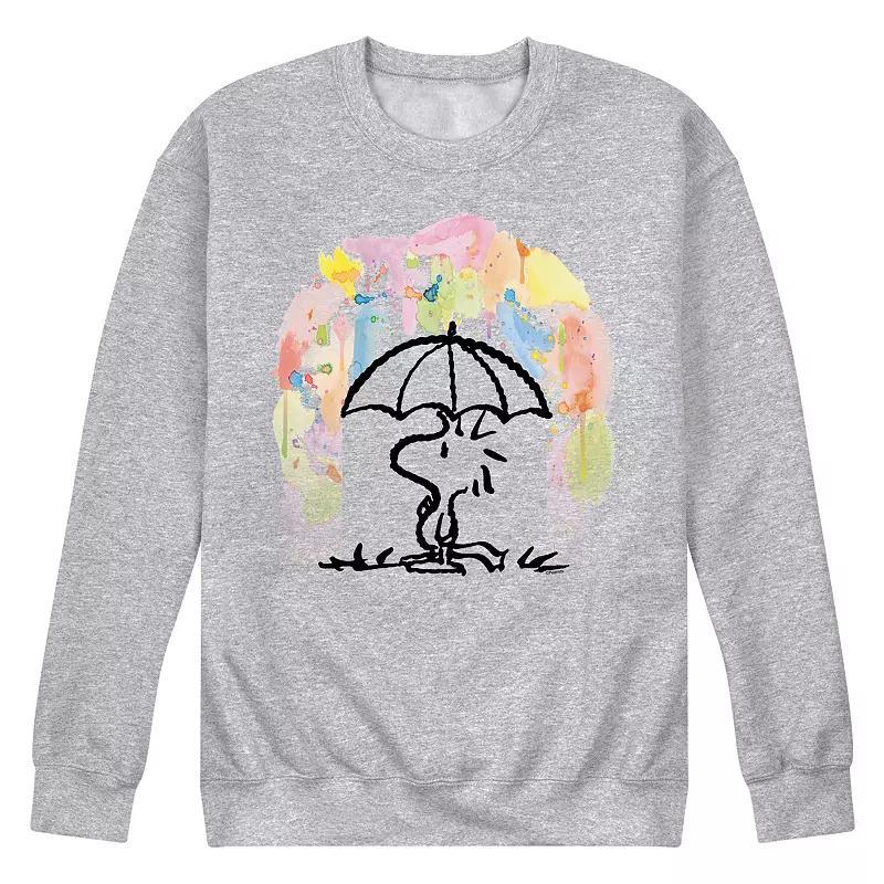 Mens Peanuts Rainbow Watercolor Long Sleeve Grey Gray Product Image