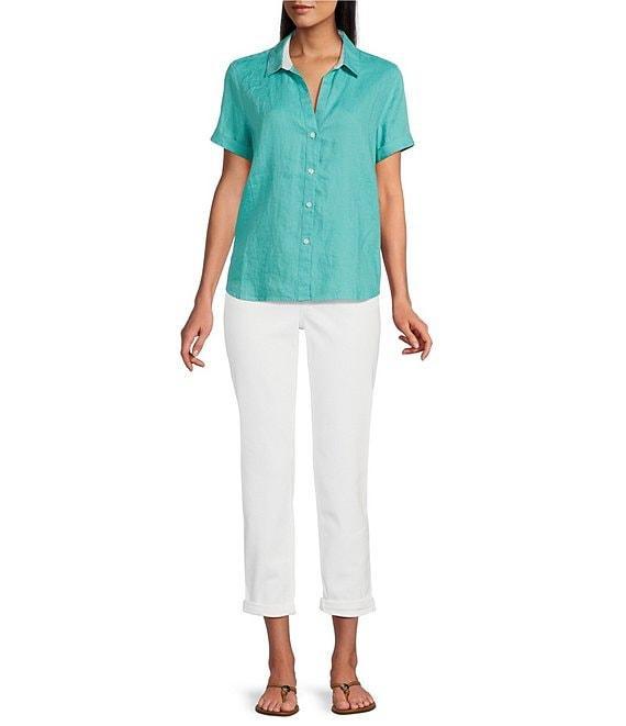 Tommy Bahama Point Collar Short Sleeve Button Front Top Product Image