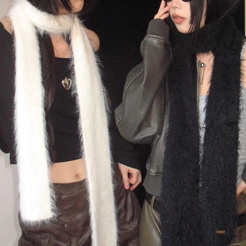 Plain Faux Fur Narrow Scarf Product Image