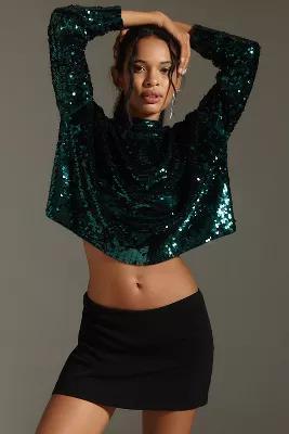 The Alani Cashmere Mock-Neck Sweater by Pilcro: Sequin Edition Product Image