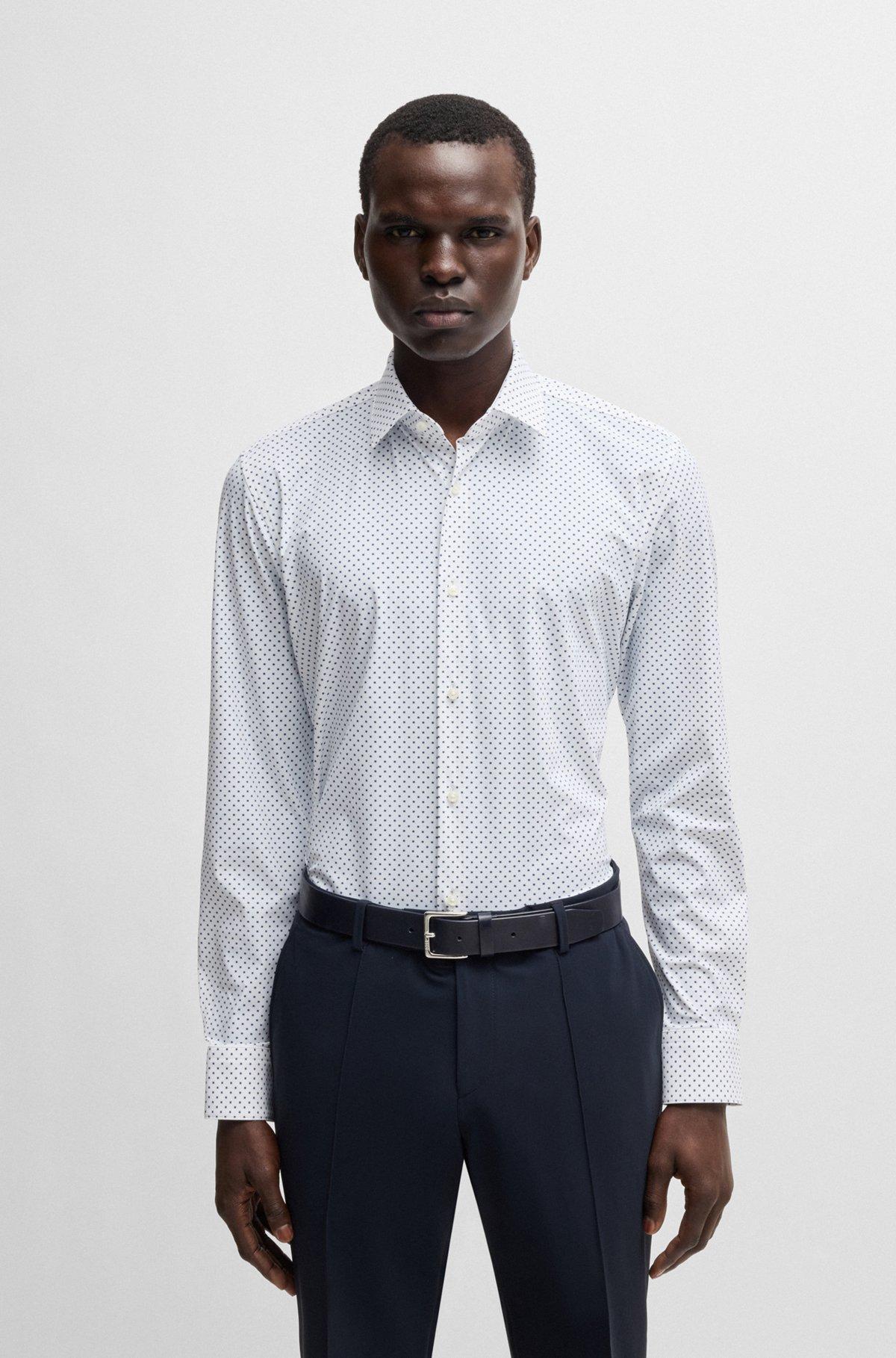 Slim-fit shirt in printed performance-stretch jersey Product Image