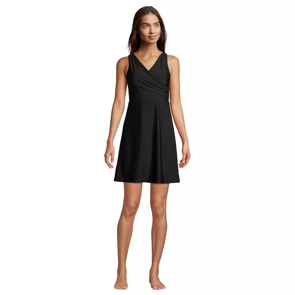 Women's Lands' End D-Cup UPF 50 Tummy Control Surplice One-Piece Swim Dress,  Product Image