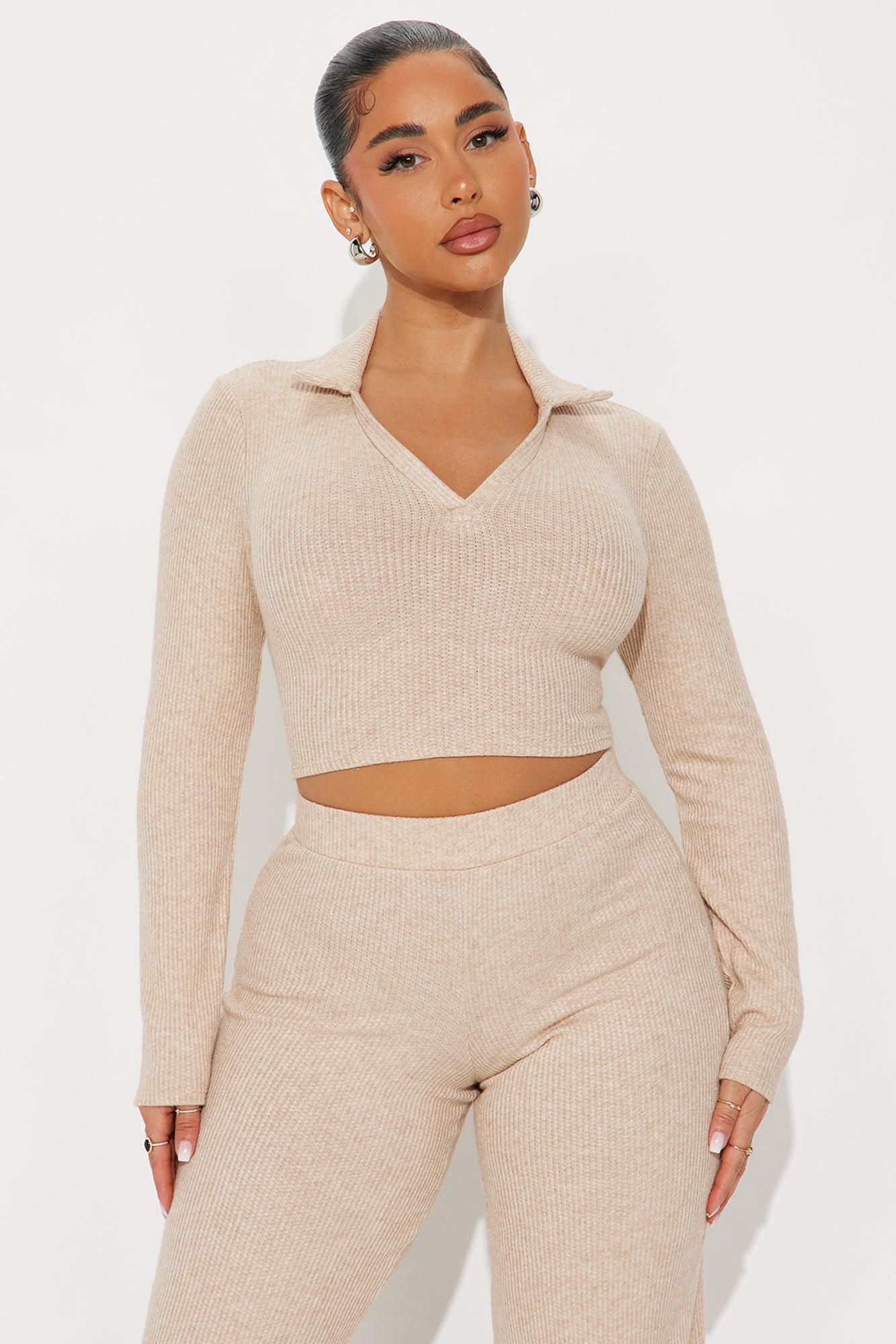 Off The Clock Cozy Pant Set - Oatmeal Product Image