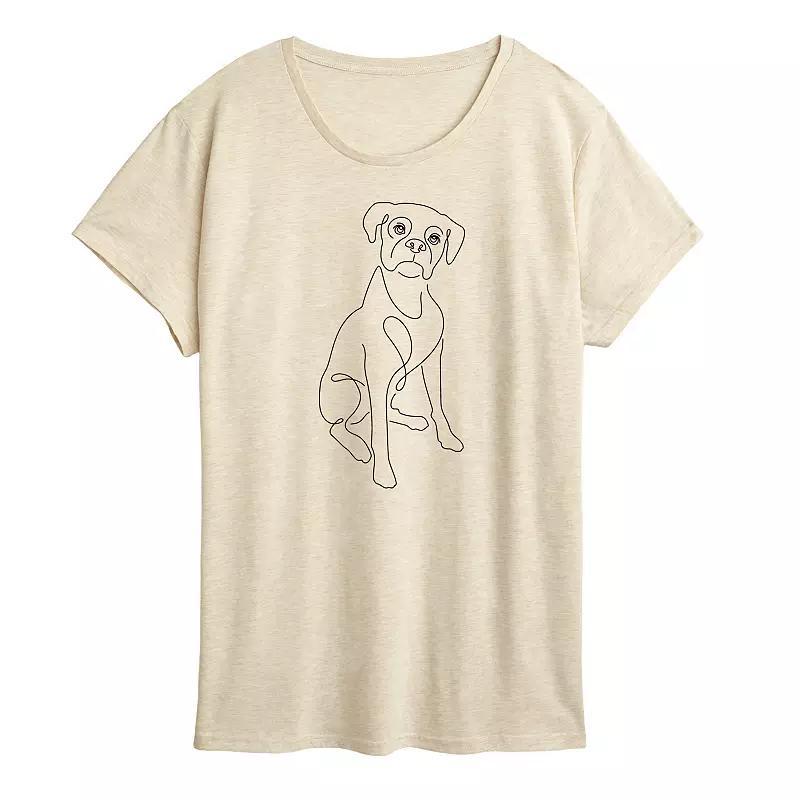 Women's Simple Line Drawing Of Dog Graphic Tee,  Product Image