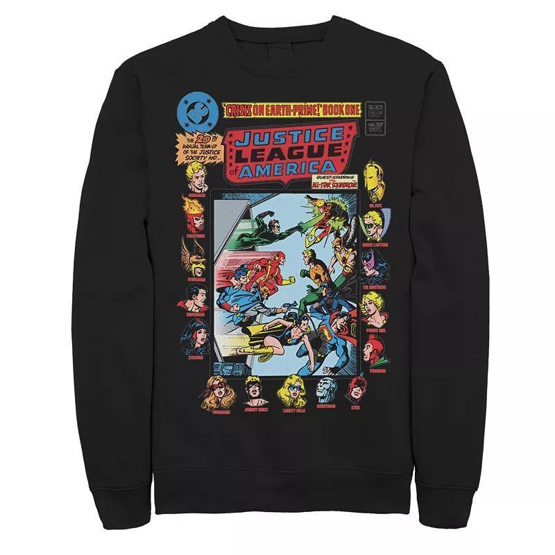 Men's Justice League Crisis On Earth Vintage Cover Sweatshirt,  Product Image