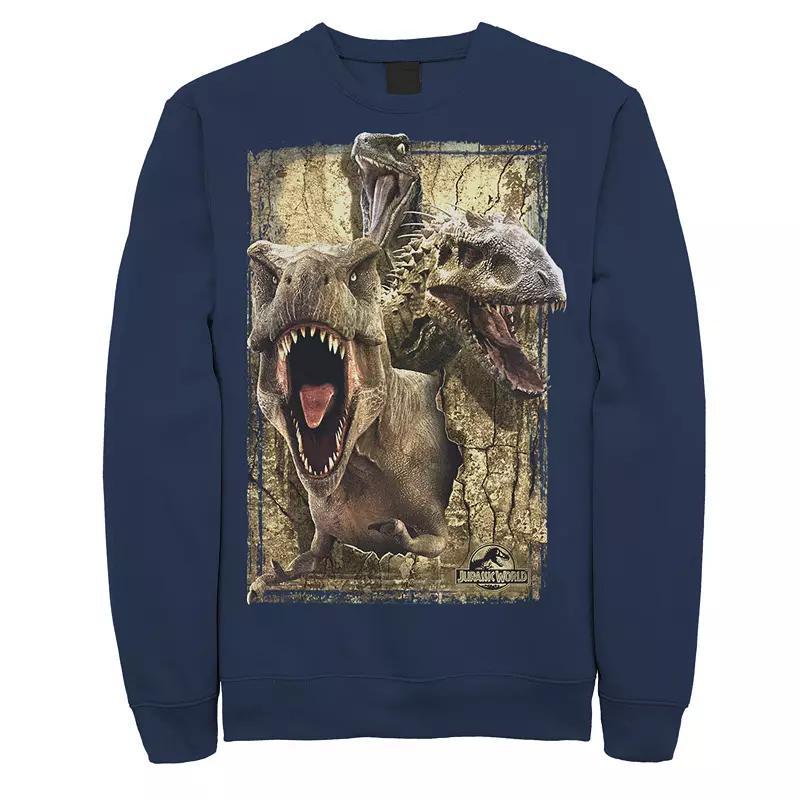 Mens Jurassic World T-Rex Indominus Rex & Raptor Fleece Pullover Product Image