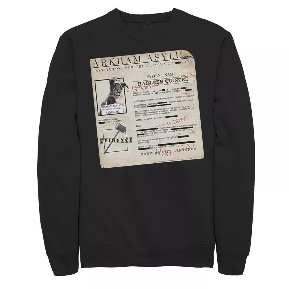 Men's Batman Harley Quinn Akham Asylum Records Sweatshirt,  Product Image