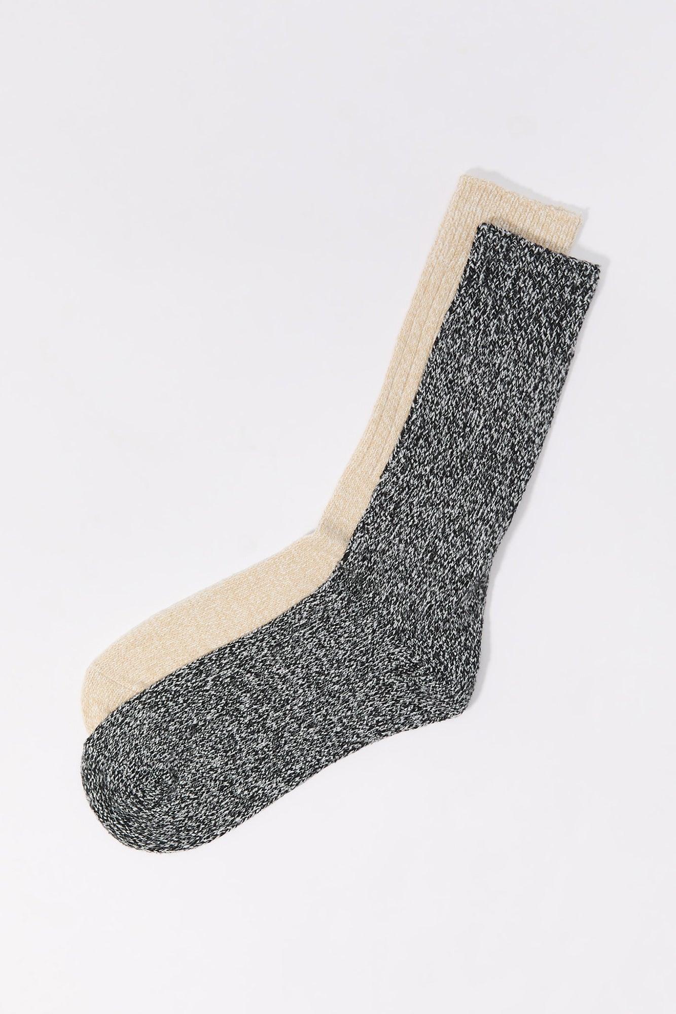 Ribbed Knit Crew Socks (2 Pack) Male Product Image