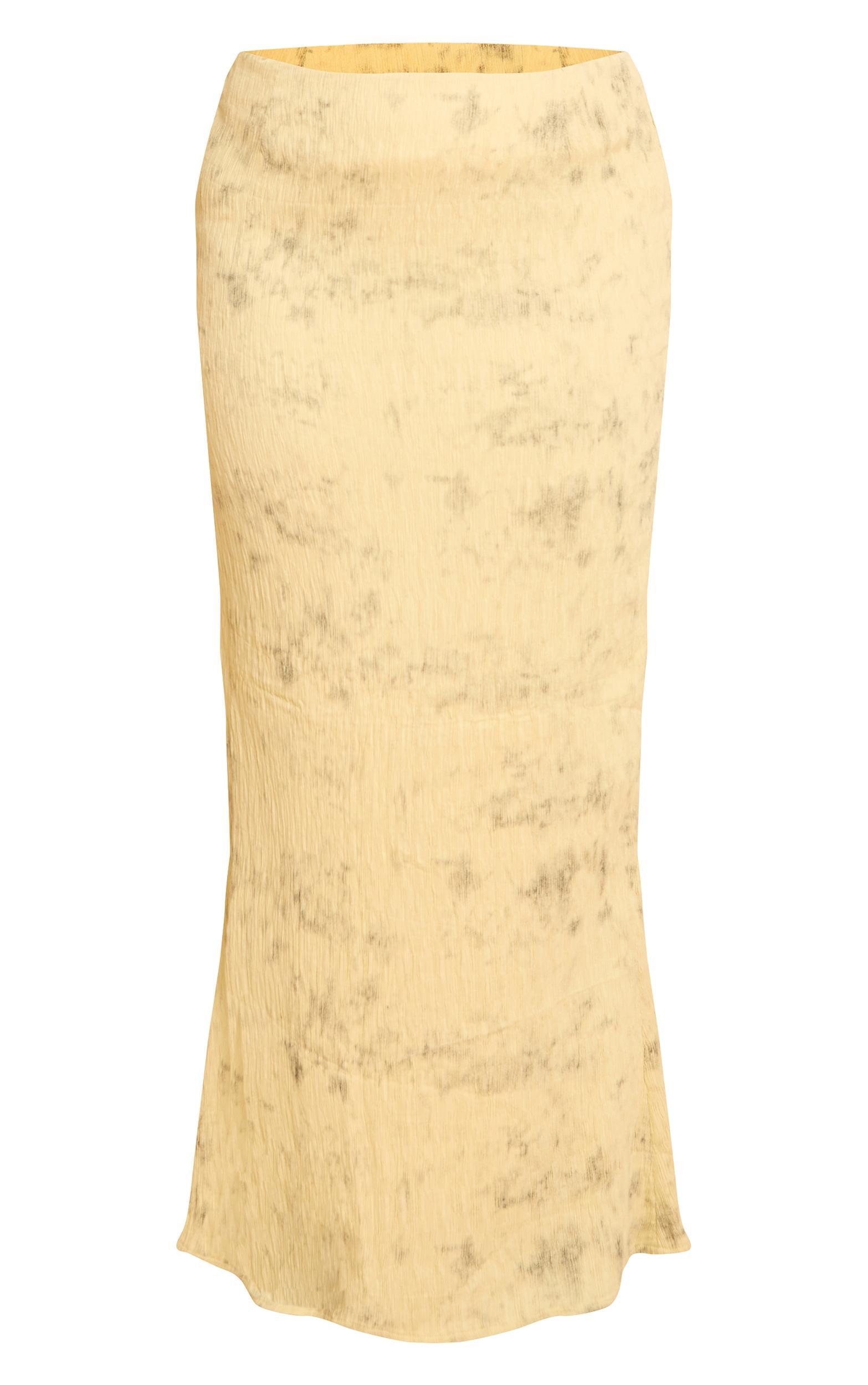 Plus Lemon Textured Printed Maxi Skirt Product Image