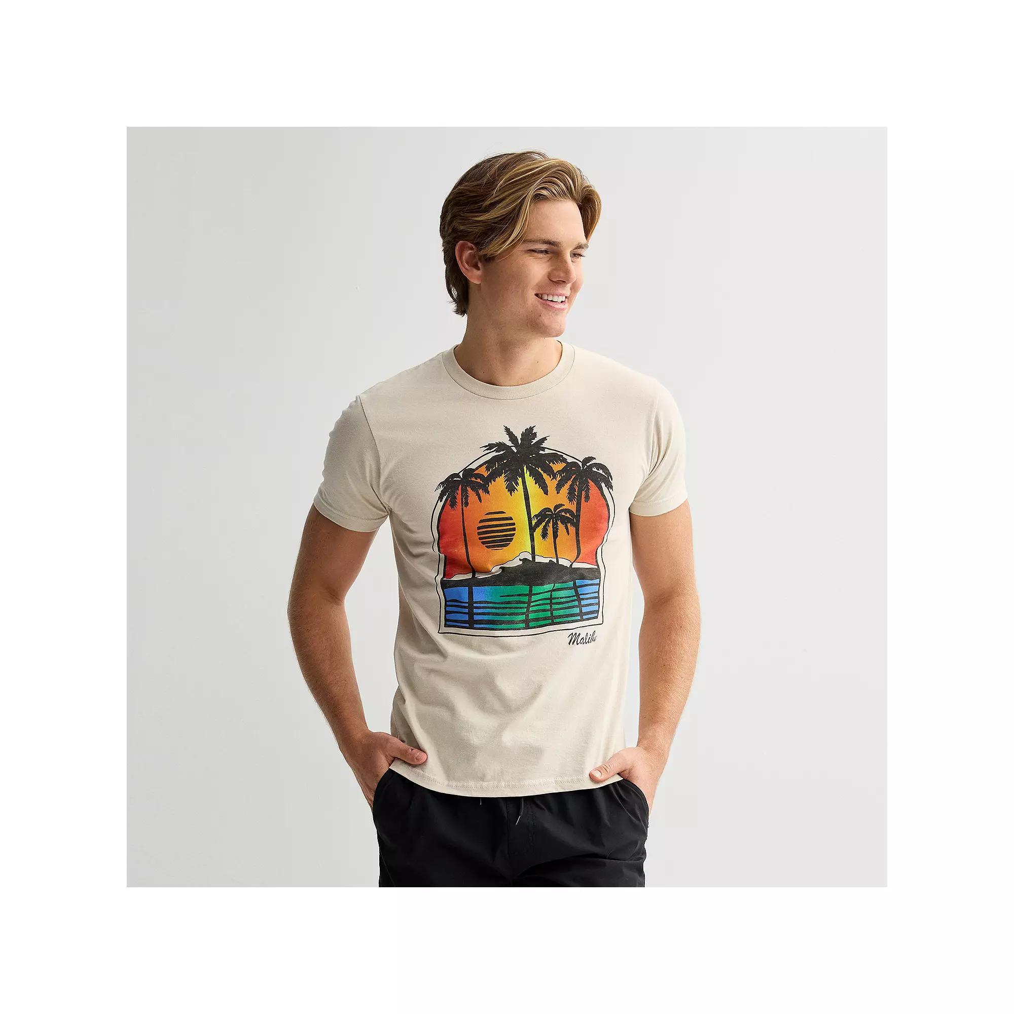 Men's Malibu Palm Tree Graphic Tee, Size: Large, Brown Product Image