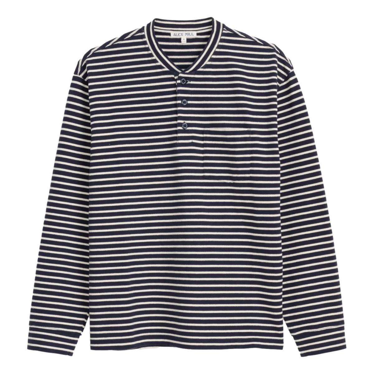 Alan Striped Henley Navy Natural Product Image