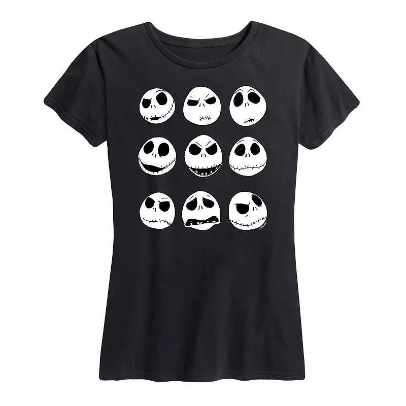 Disney's Nightmare Before Christmas Women's Jack Faces Graphic Tee, Girl's, Size: Large, Black Product Image