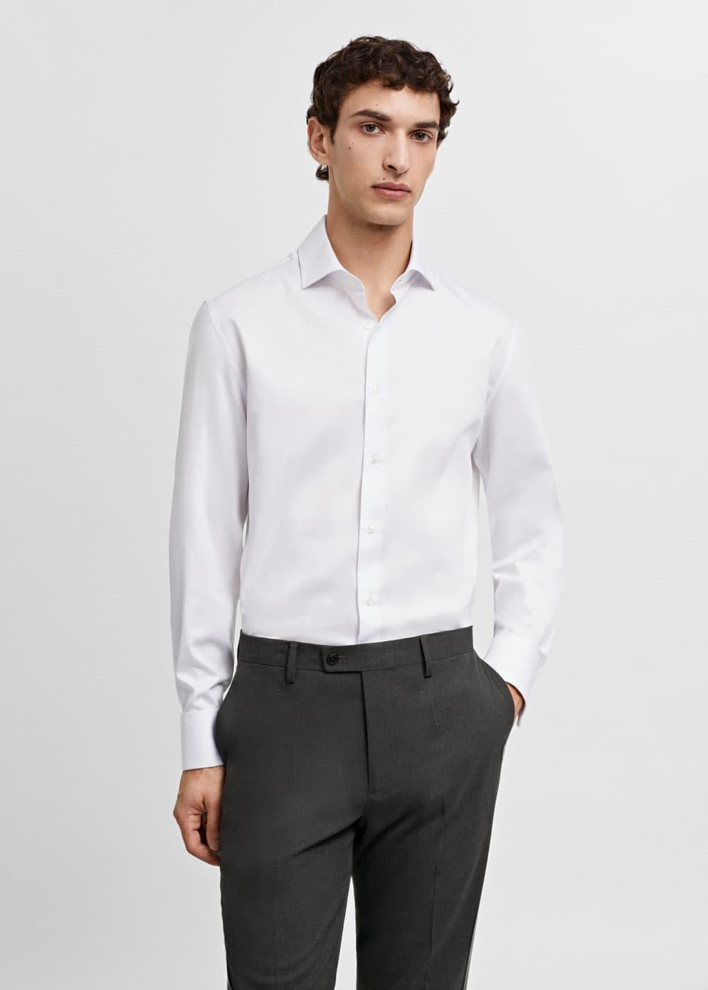 Regular-fit suit shirt with cufflinks - Men | MANGO USA Product Image