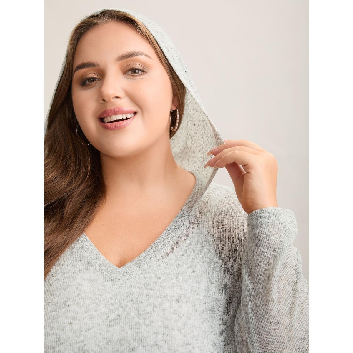 Plus Size Textured Sheer Hooded Everyday T-Shirt Multicolor Women Casual Texture Hooded Everyday T-shirts BloomChic 28/5X Product Image