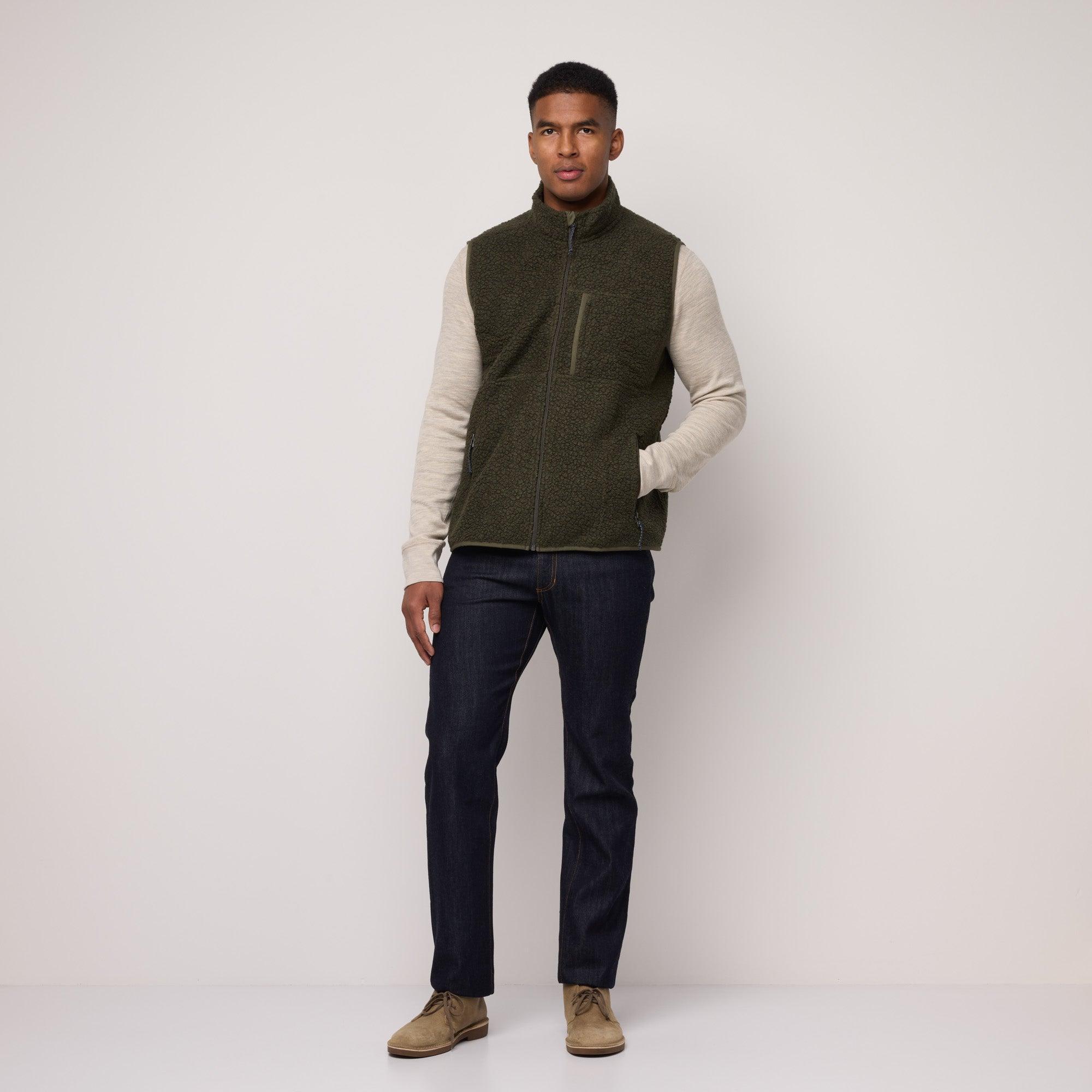 Merino Wool Full-Zip Fleece Vest | Forest Night Product Image