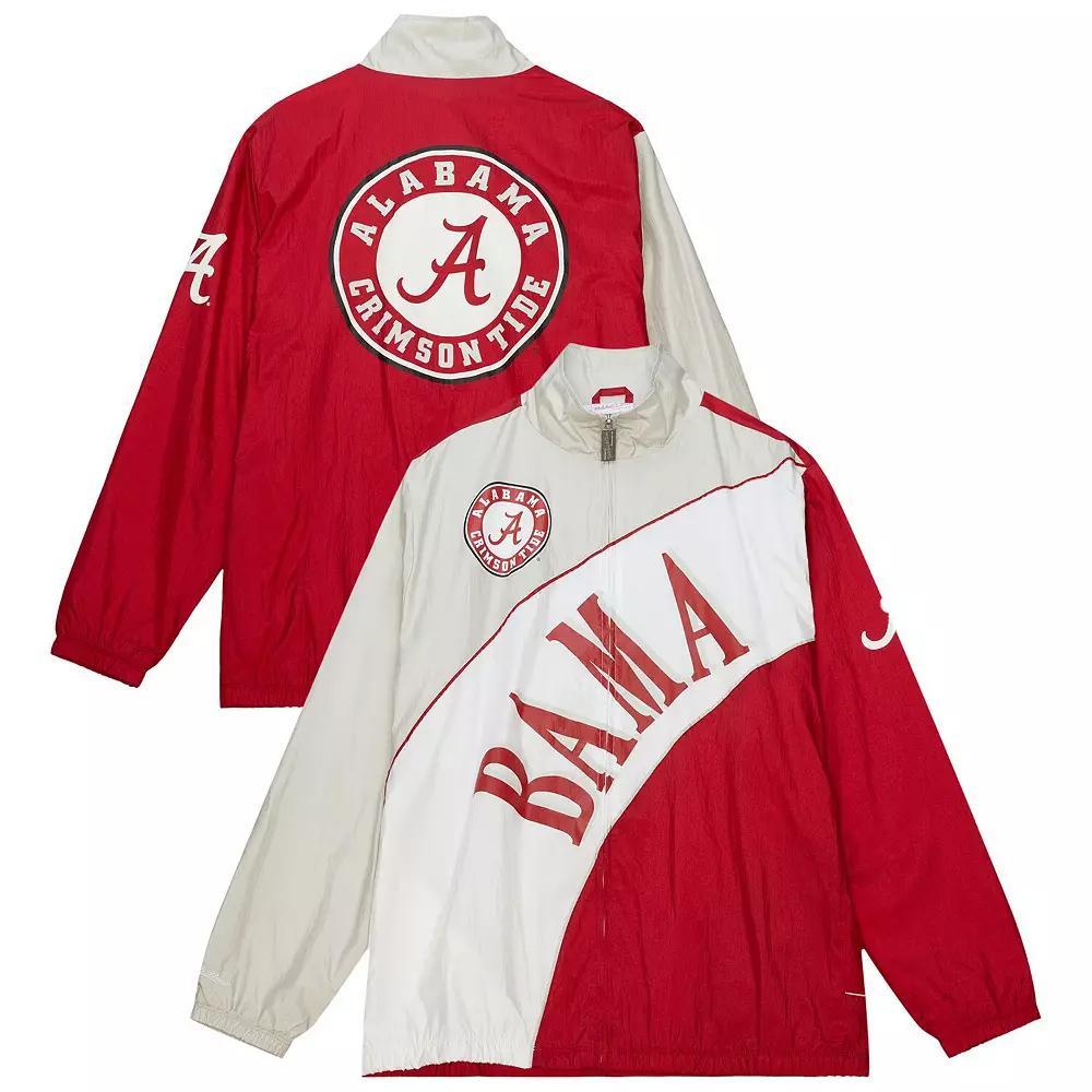 Men's Mitchell & Ness  Crimson/Cream Alabama Crimson Tide Arched Retro Lined Full-Zip Windbreaker Jacket, Size: Large, Red Product Image