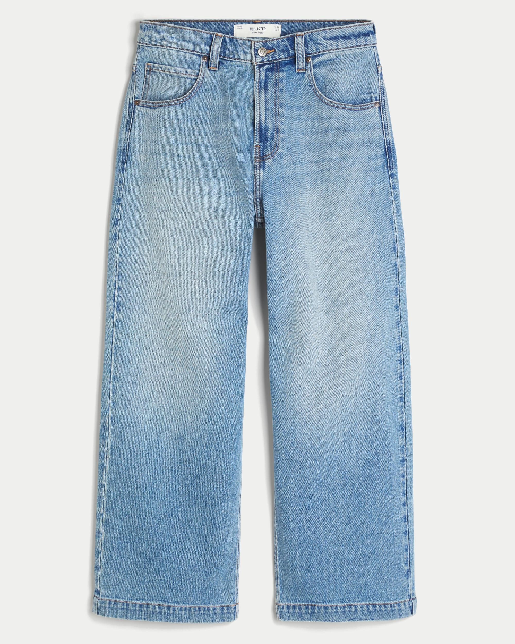 Medium Wash Wolf Graphic Super Baggy Jeans Product Image