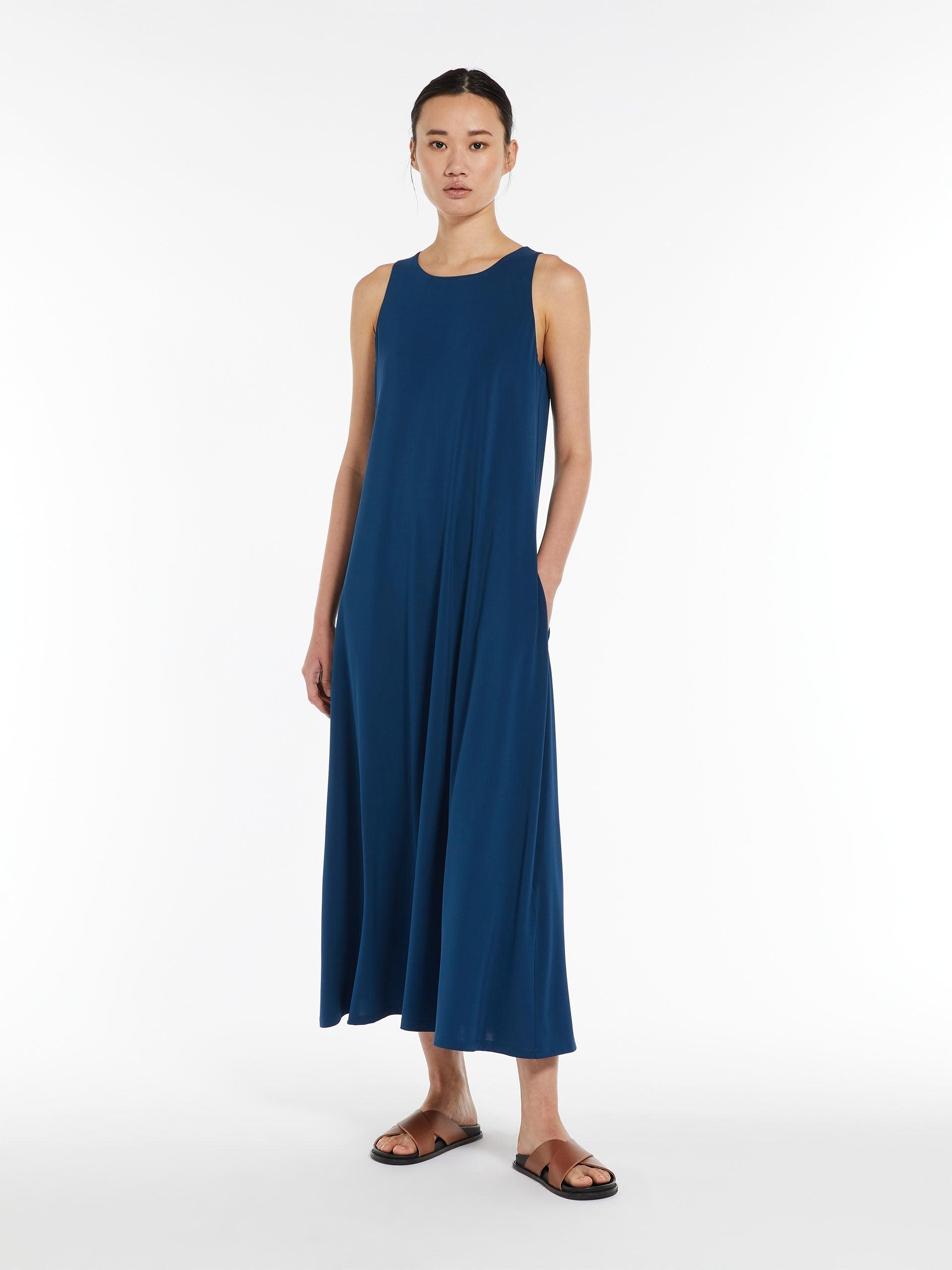 Max Mara Supremo Stretch Jersey A-line Dress in China Blue Product Image