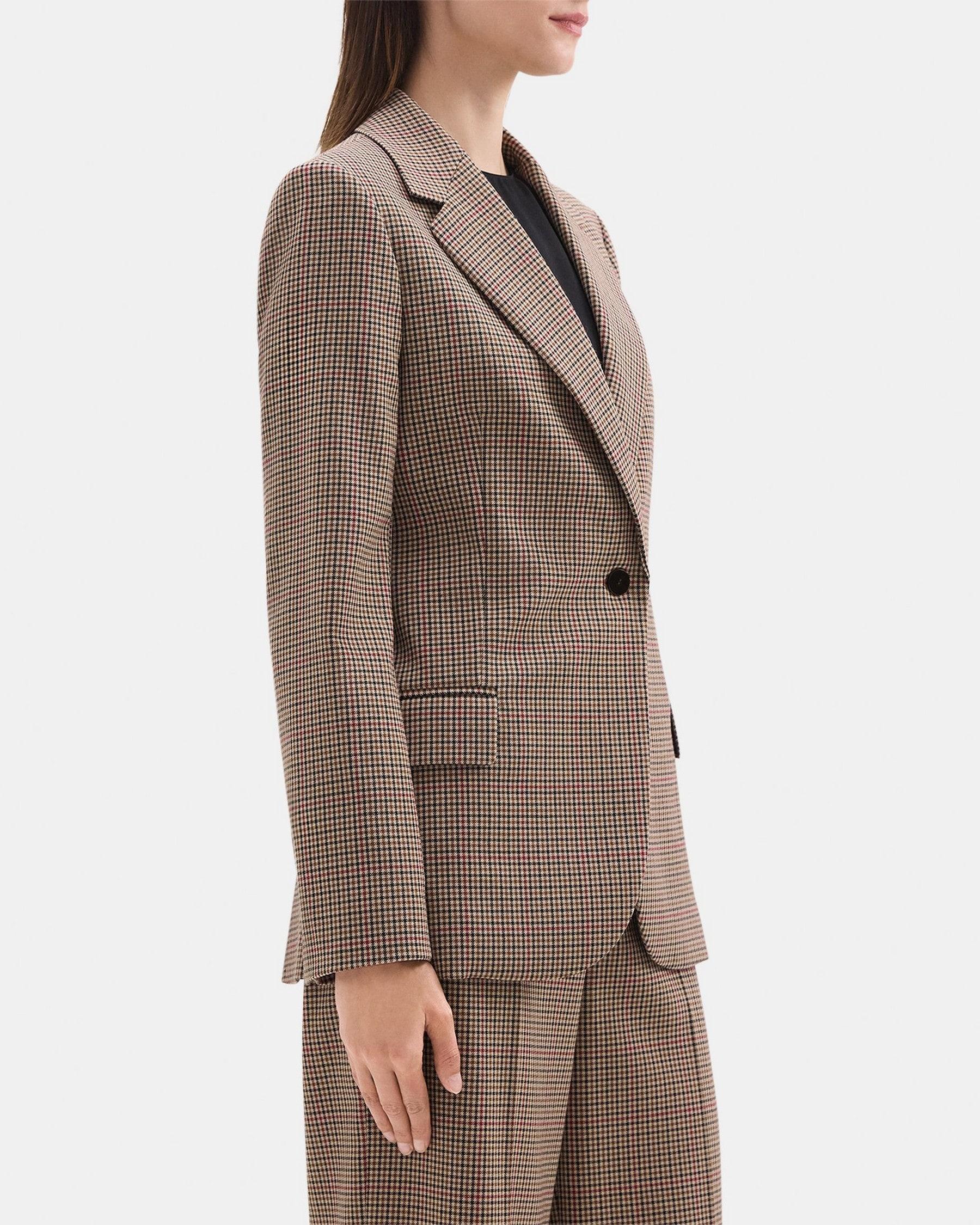 Fitted Blazer in Checked Wool-Blend Product Image