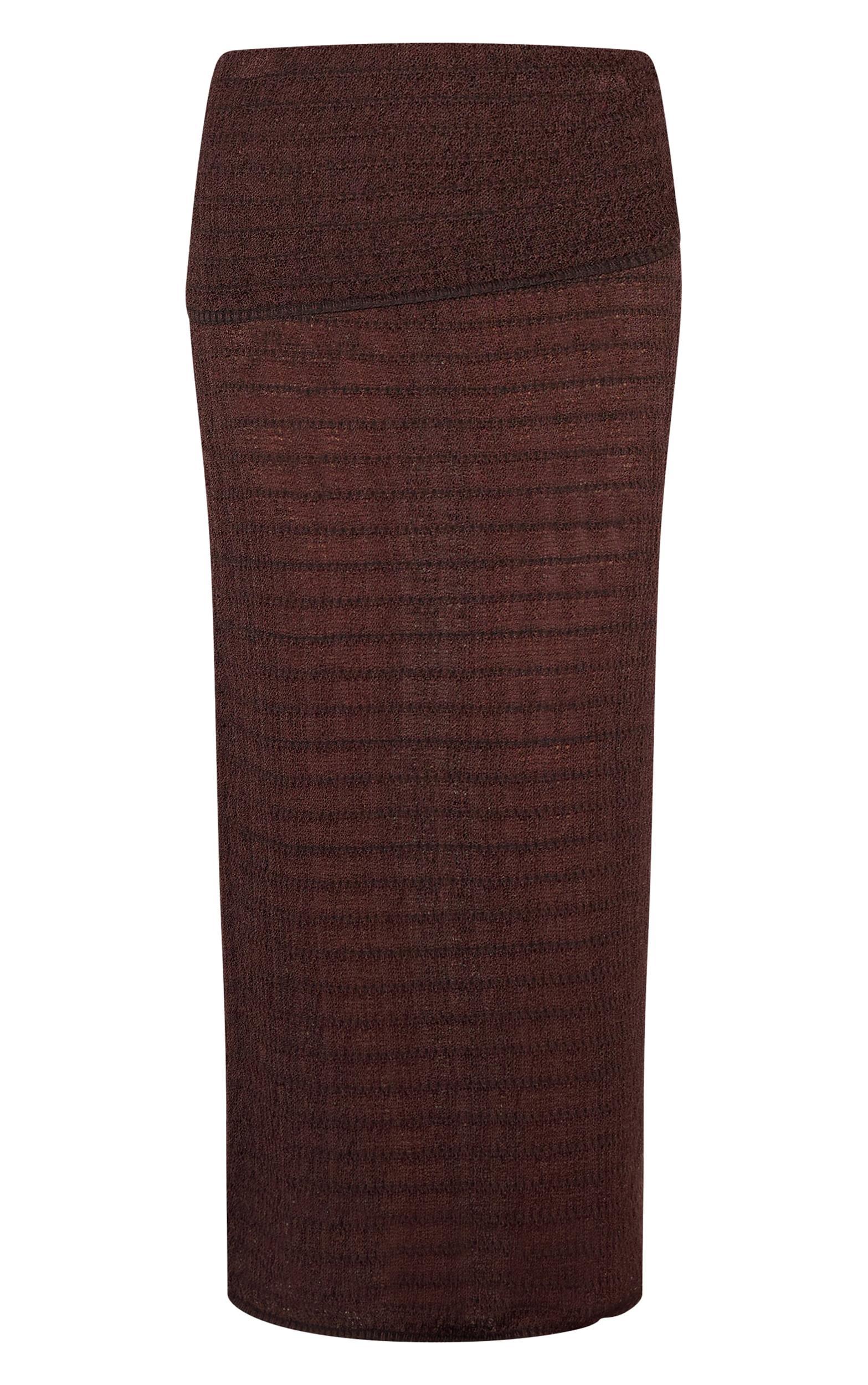 Chocolate Fold Over Textured Knit Skirt Product Image