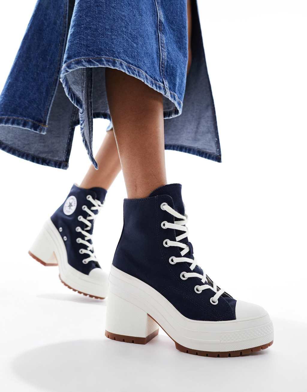 Converse Chuck 70 Hi De Luxe Heeled sneakers in navy and white Product Image