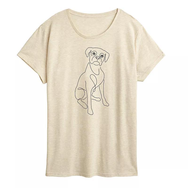 Women's Simple Line Drawing Of Dog Graphic Tee,  Product Image