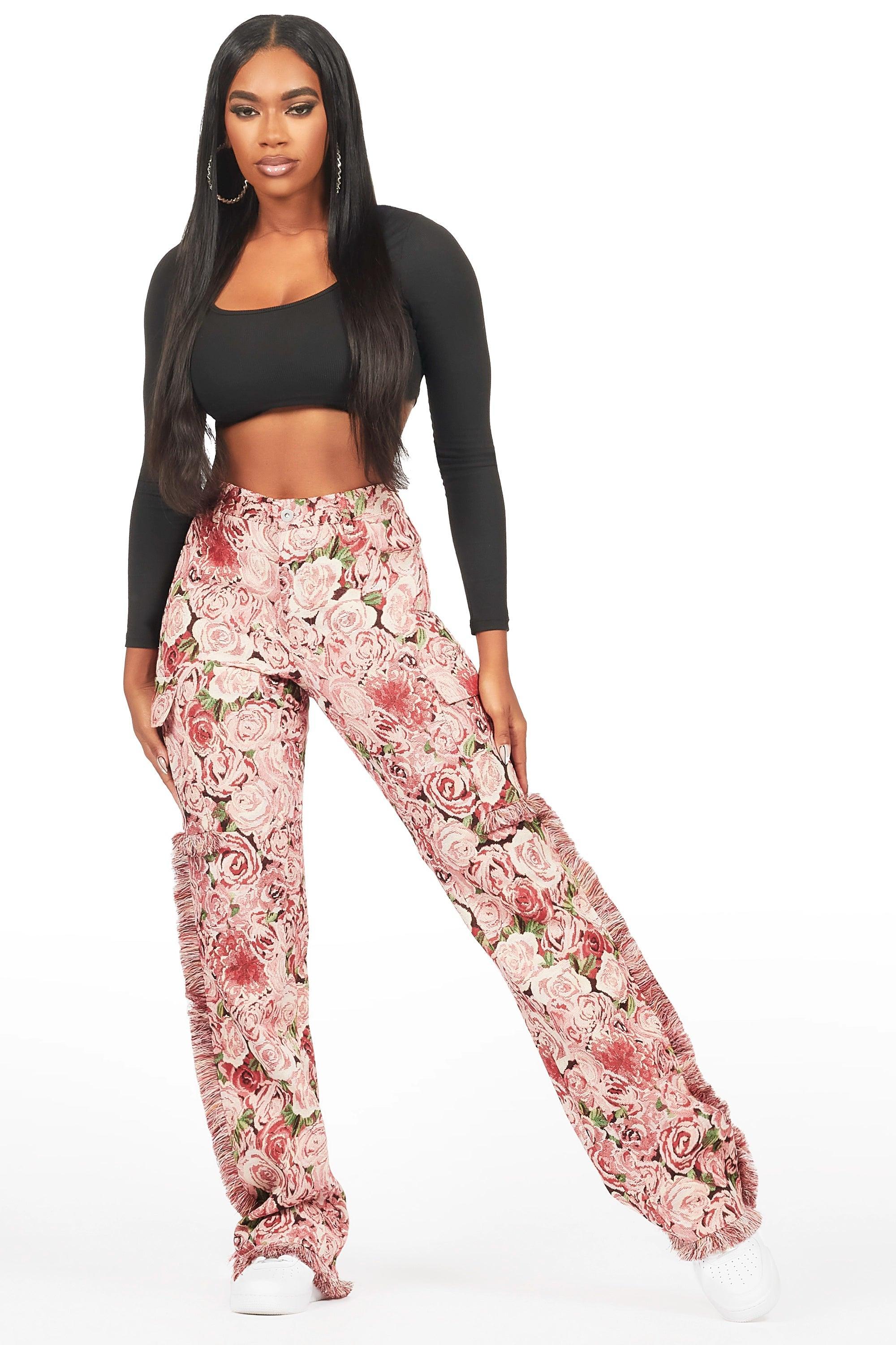 Darresha Pink Floral Tapestry Stacked Pant Female Product Image