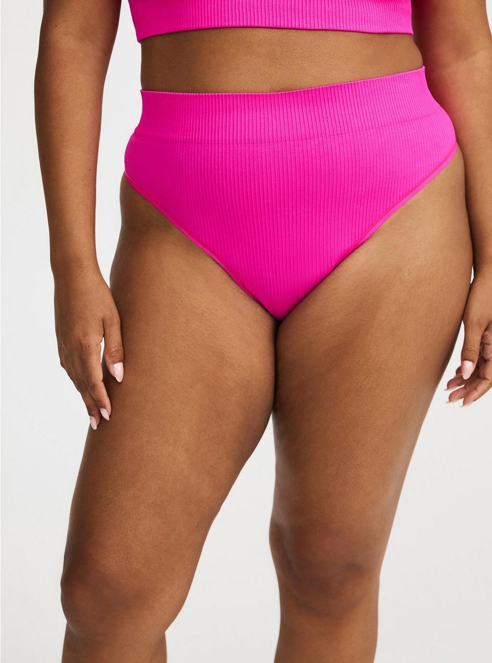 Seamless Ribbed High-Rise Thong Panty Product Image