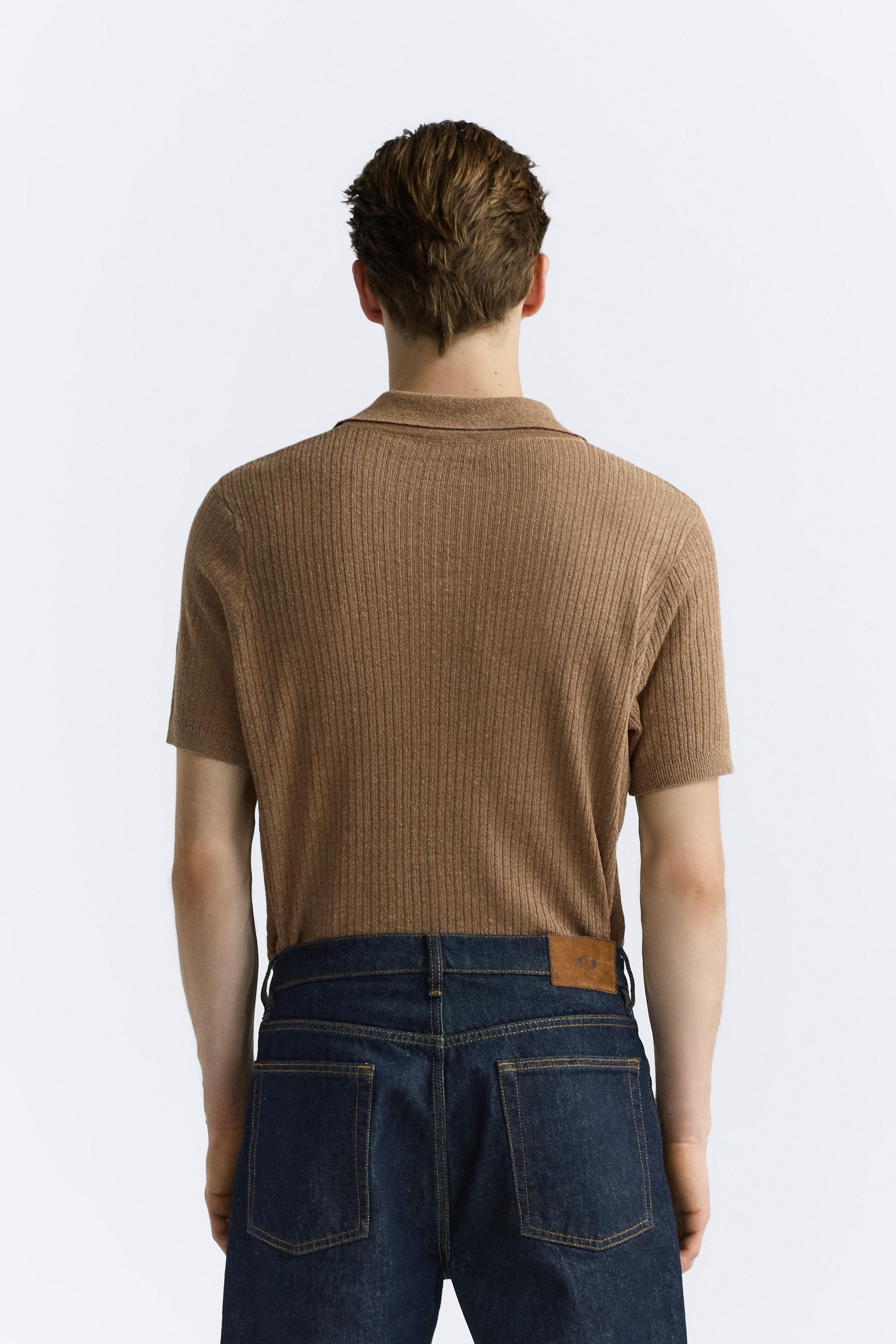 LINEN - VISCOSE KNIT POLO SHIRT Product Image