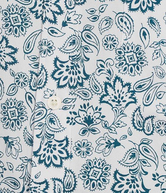 Roundtree & Yorke Short Sleeve Paisley Print Oxford Sport Shirt Product Image
