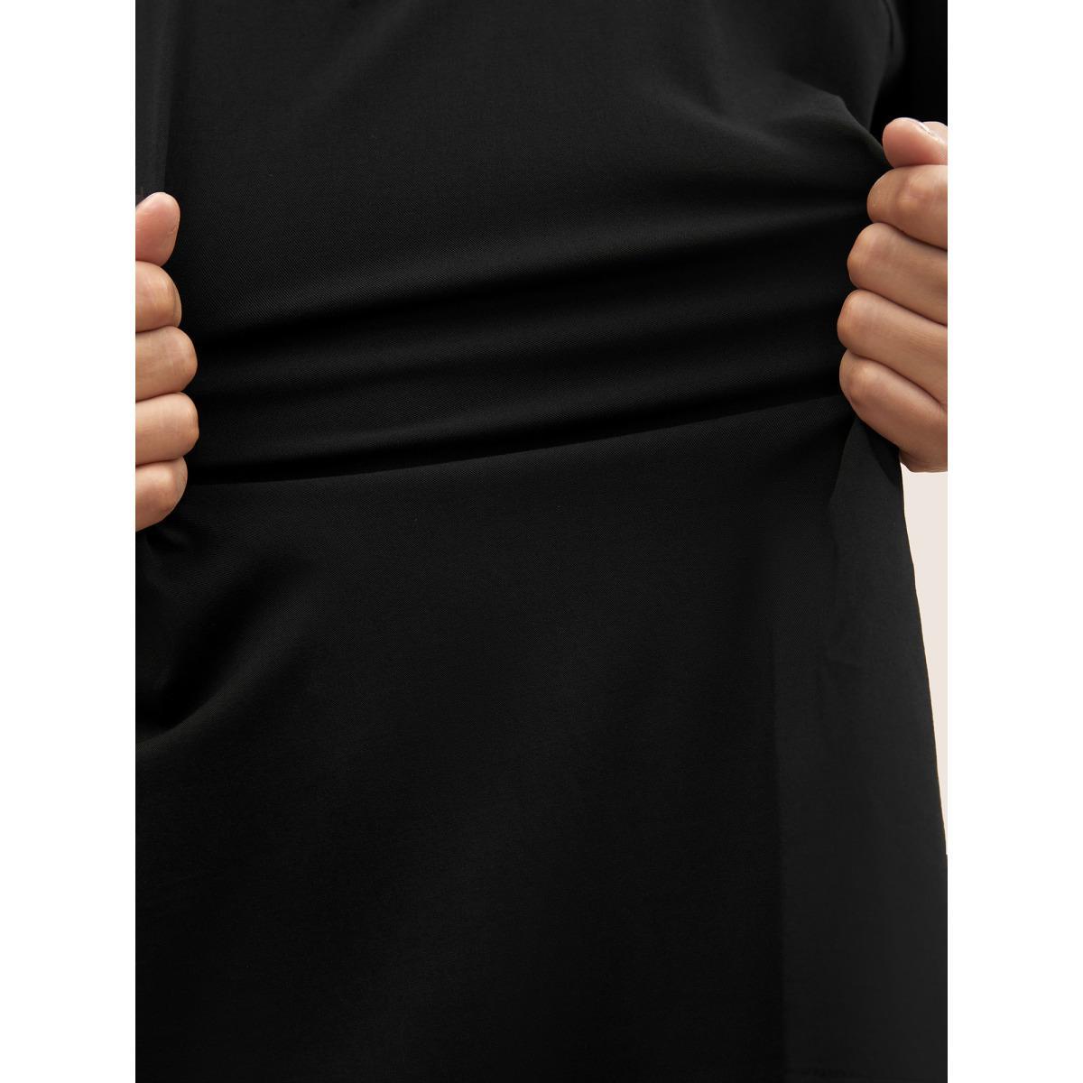 Plus Size Black Stretchy Woven Cut Out Lace Patchwork Blouse Women Elegant Short sleeve Round Neck Everyday Blouses BloomChic 18-20/2X Product Image