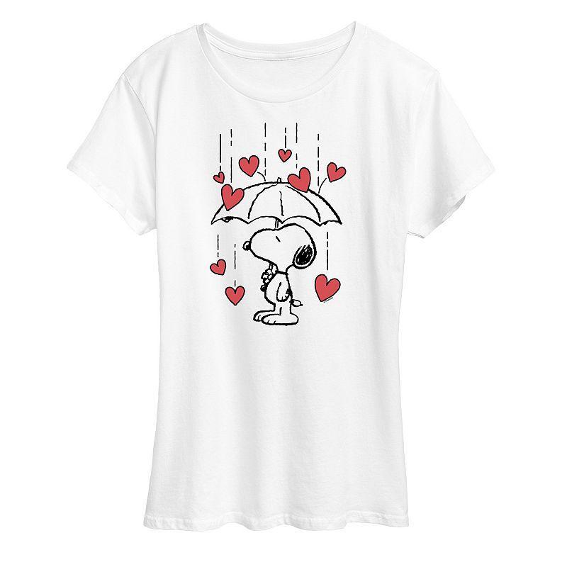 Women's Peanuts Snoopy Heart Rain Graphic Tee,  Product Image