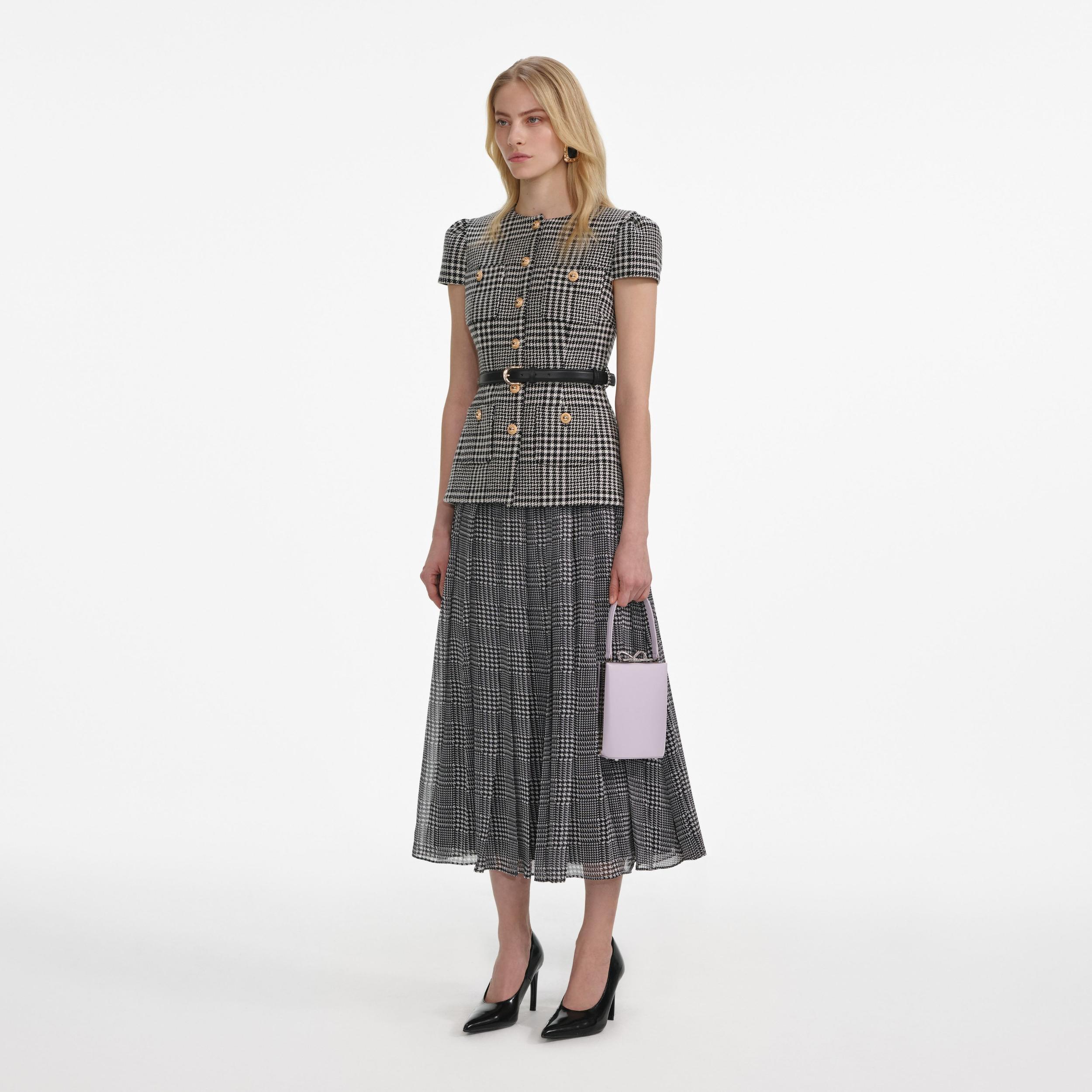 Houndstooth Tailored Midi Dress Product Image