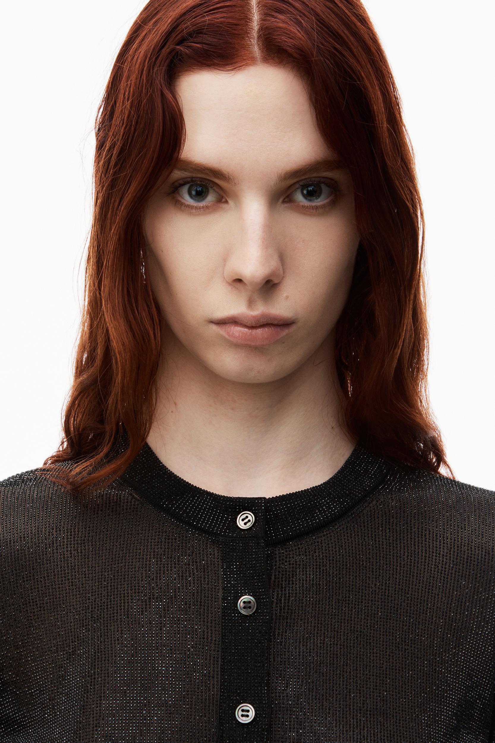 Cropped Cardigan In Clear Bead Hotfix Product Image