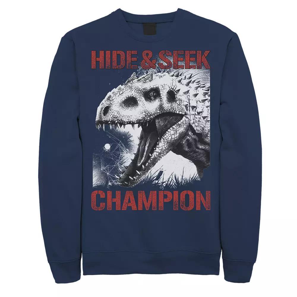 Men's Jurassic World Indominus Hide & Seek Champ Graphic Fleece Pullover, Size: Small, Blue Product Image