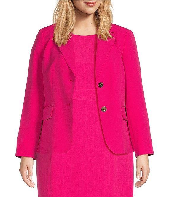 Kasper Plus Size Stretch Crepe Notch Collar 2-Button Jacket Product Image