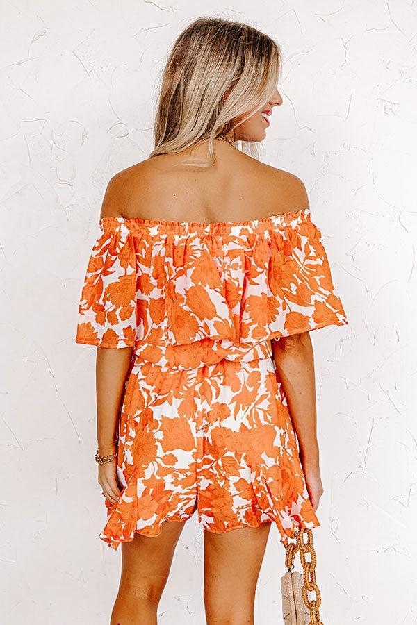 Seas The Moment Floral Romper In Orange Product Image