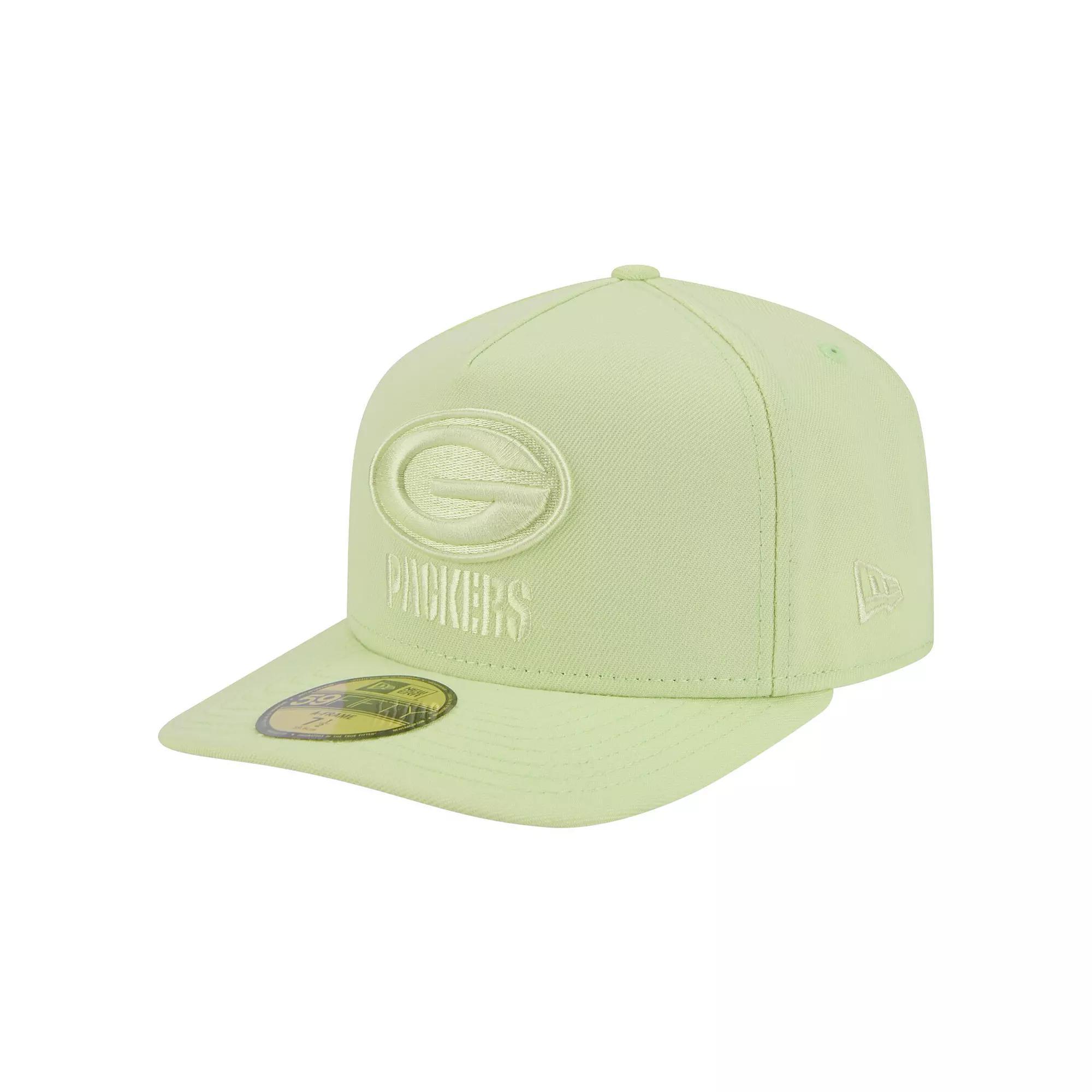 Men's New Era Light Green Green Bay Packers Color Pack A-Frame 59FIFTY Fitted Hat,  Product Image