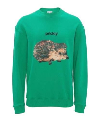 JW ANDERSON Hedgehog Print Crewneck Sweatshirt In Green Product Image