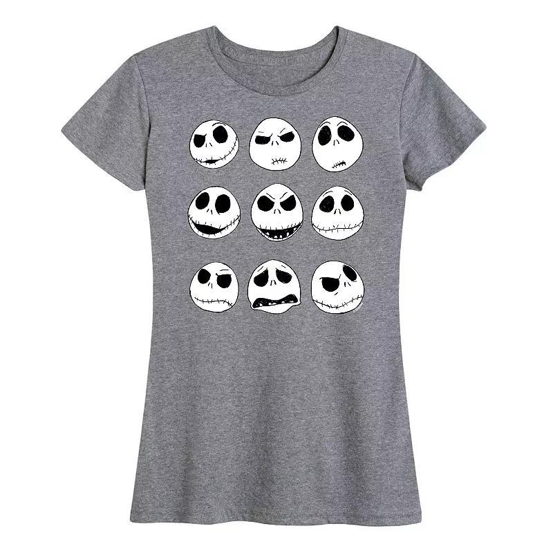 Disney's Nightmare Before Christmas Women's Jack Faces Graphic Tee, Girl's, Size: Large, Blue Product Image