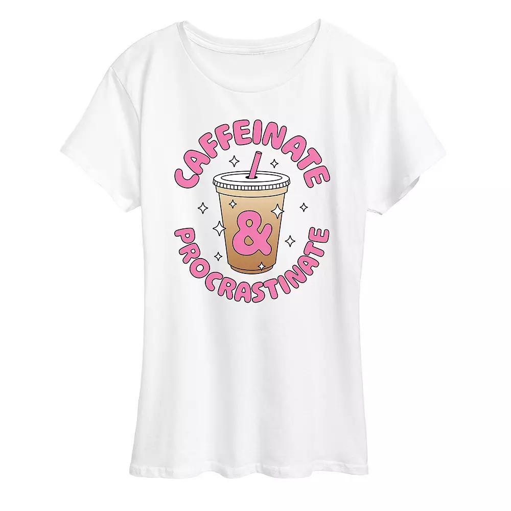 Women's Caffeinate And Procrastinate Graphic Tee, Girl's,  Product Image