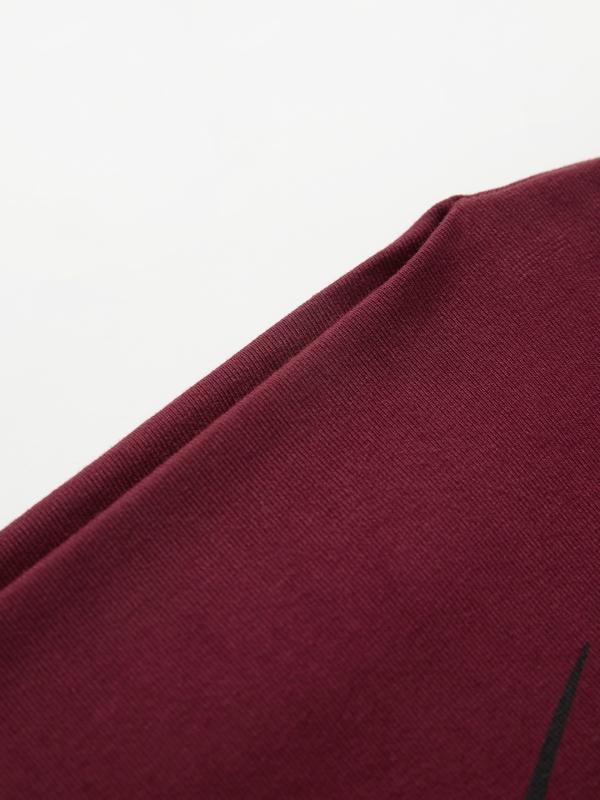 Off Shoulder Graphic Print Slim Long Sleeve Tee Product Image