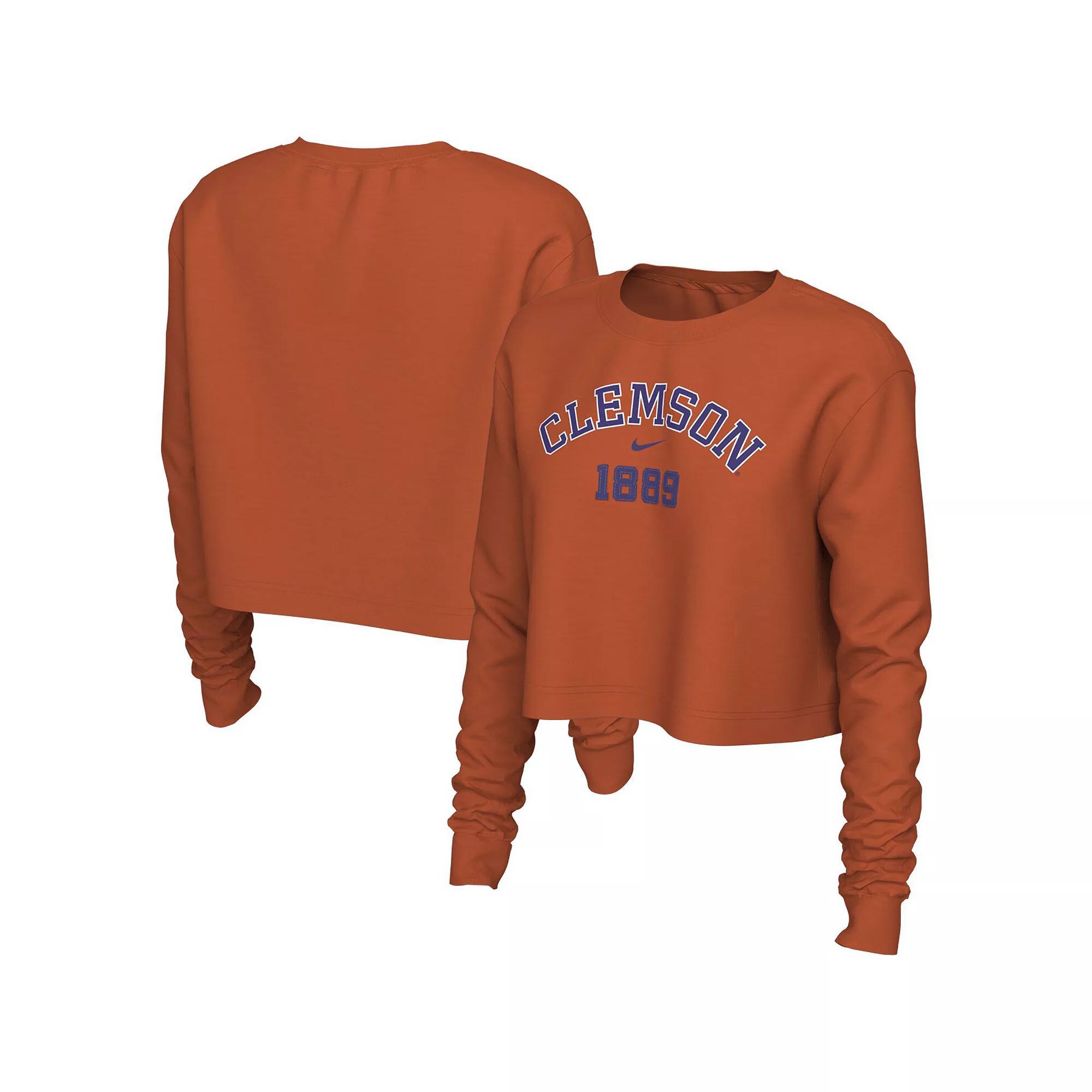 Women's Nike Orange Clemson Tigers Est. Cropped Long Sleeve T-Shirt, Size: Small Product Image
