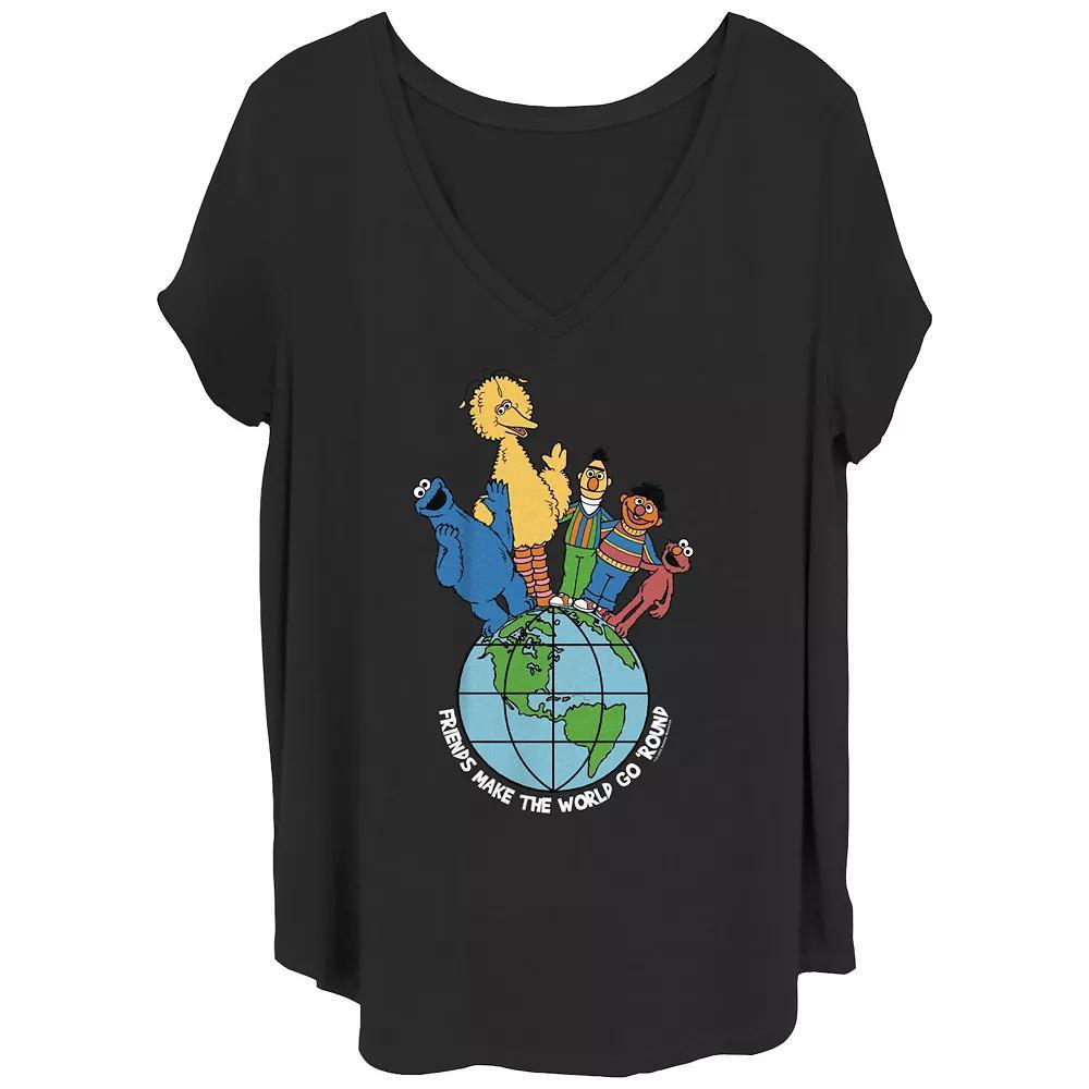 Juniors' Plus Size PBS Kids Sesame Street Friends Make The World Go Round Graphic Tee, Women's, Size: 3XL, Black Product Image