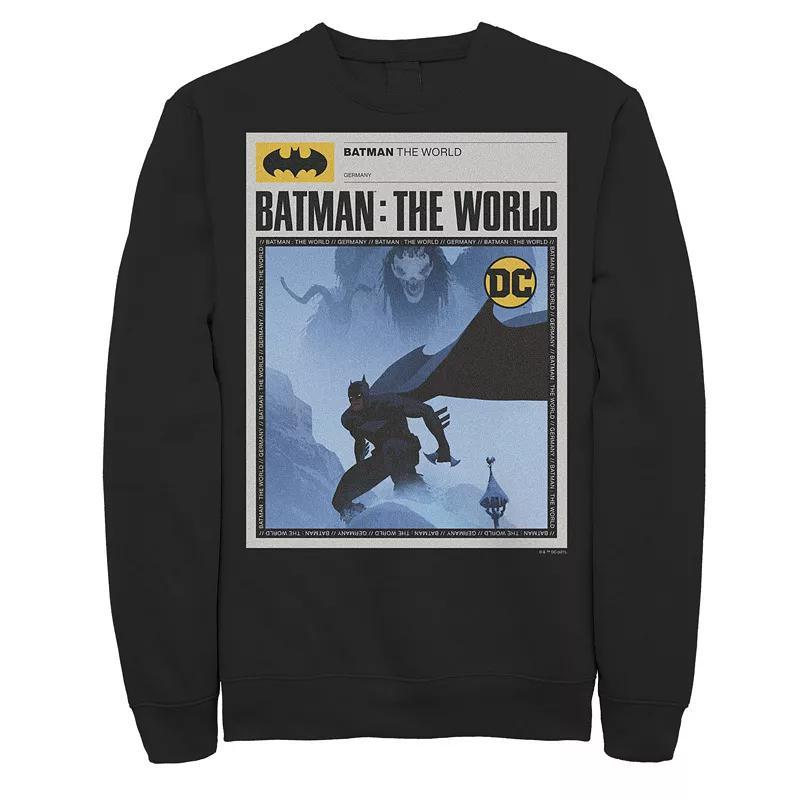 Men's Batman: The World Germany News Poster Sweatshirt, Boy's, Size: XXL, Black Product Image