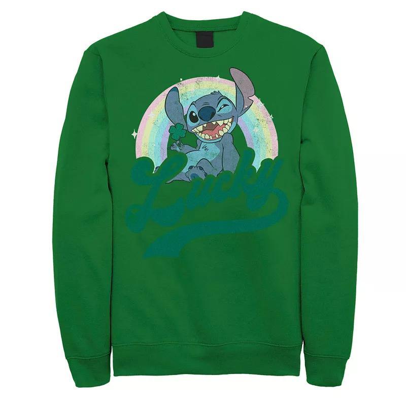 Disneys Lilo & Stitch St. Patricks Day Stitch Lucky Rainbow Mens Sweatshirt Product Image