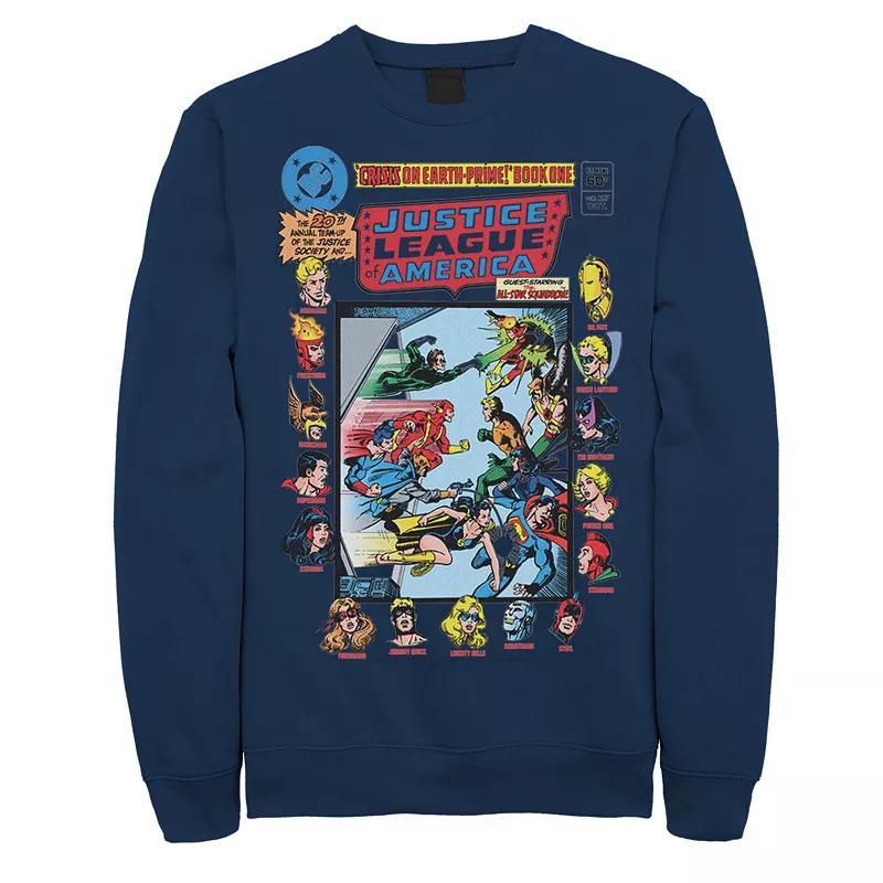 Men's Justice League Crisis On Earth Vintage Cover Sweatshirt,  Product Image