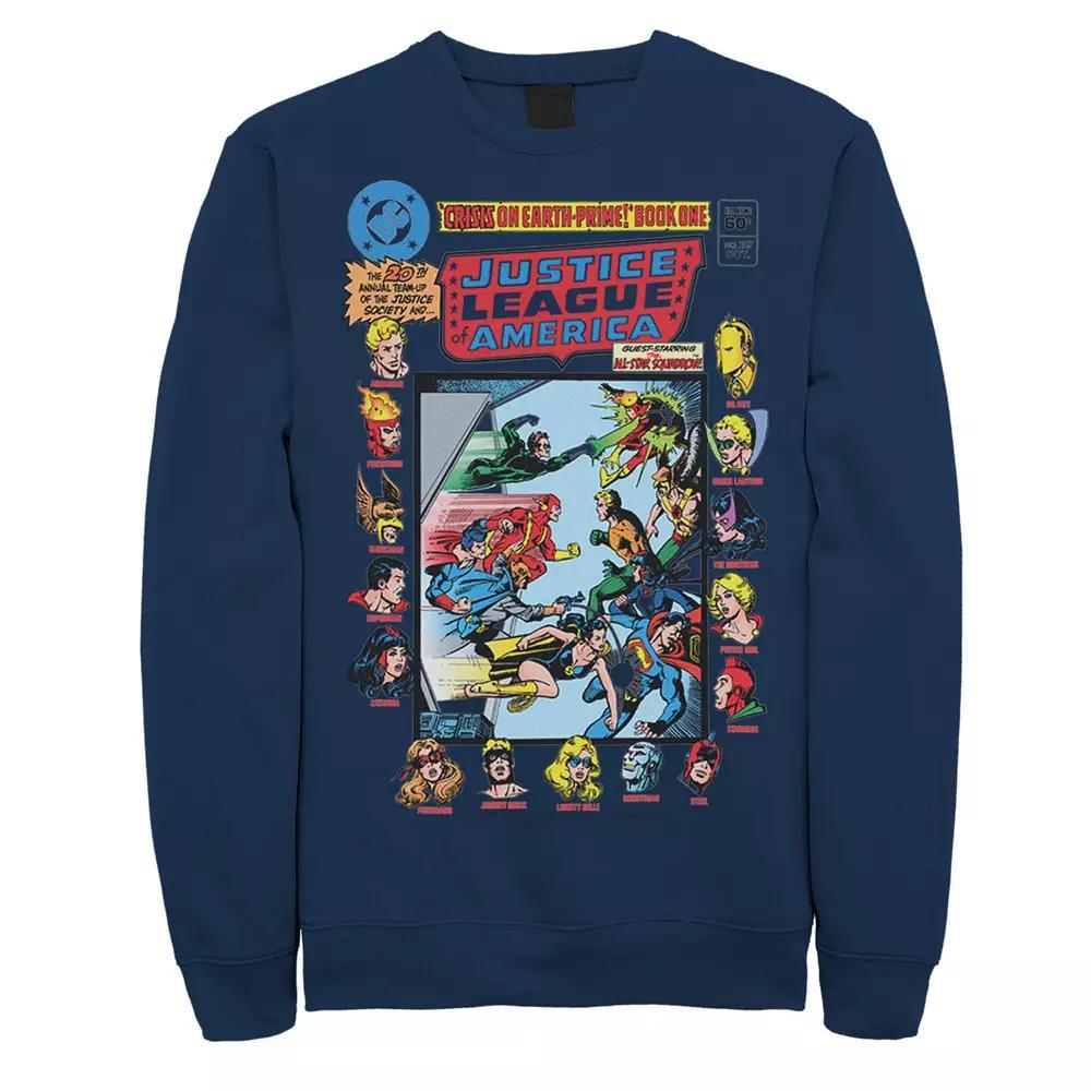 Men's Justice League Crisis On Earth Vintage Cover Sweatshirt,  Product Image